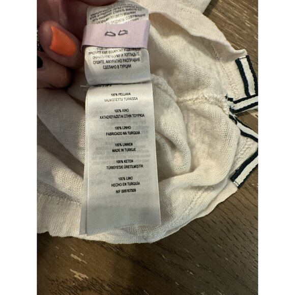 Ted Baker London Flinlo Crew Neck Linen T-shirt Men's Size 5 Ivory Tee XL - Picture 6 of 8